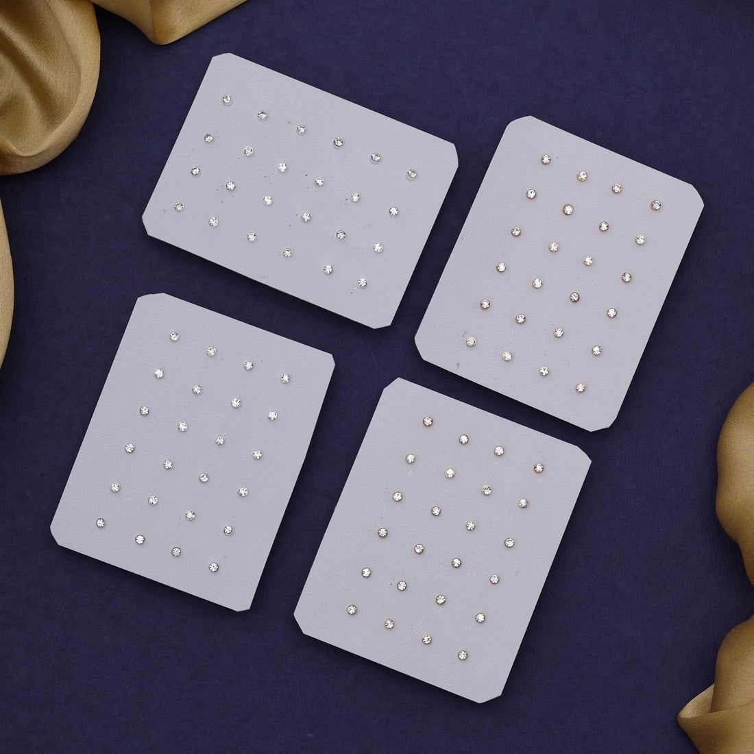 White Color Stud Earrings Combo Of 48 Pairs (STUD215CMB)-Length: 0.30 CM x Width: 0.30 CM / White / Alloy With Good Quality Gold &amp; Silver Plated