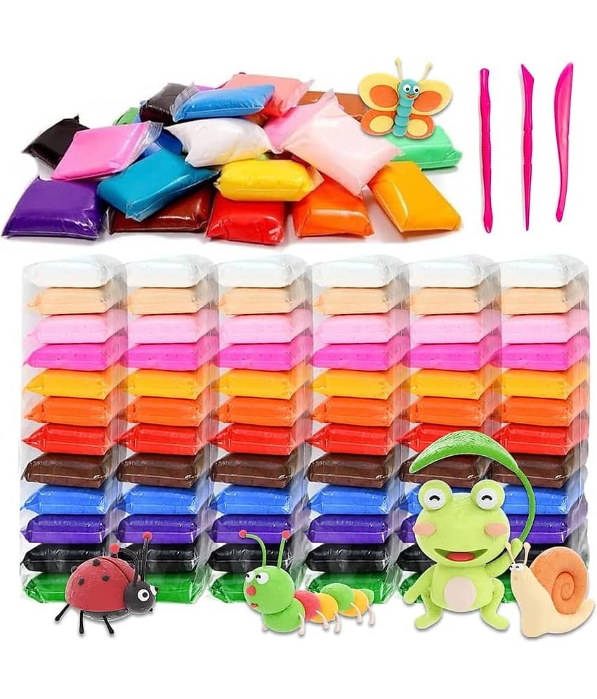 Freedy (Pack of 12)  Dry Clay, Colorful Children Soft Clay, Creative Art Crafts, Gifts for Kids-Multi Color. Non-Toxic Modeling Magic Fluffy Foam Bouncing Clay Putty Kit for Kids with Tools