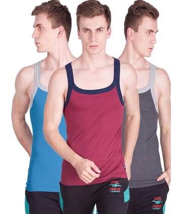 Force NXT Pack of 3 Cotton Sleeveless vest For Men ( Multi )