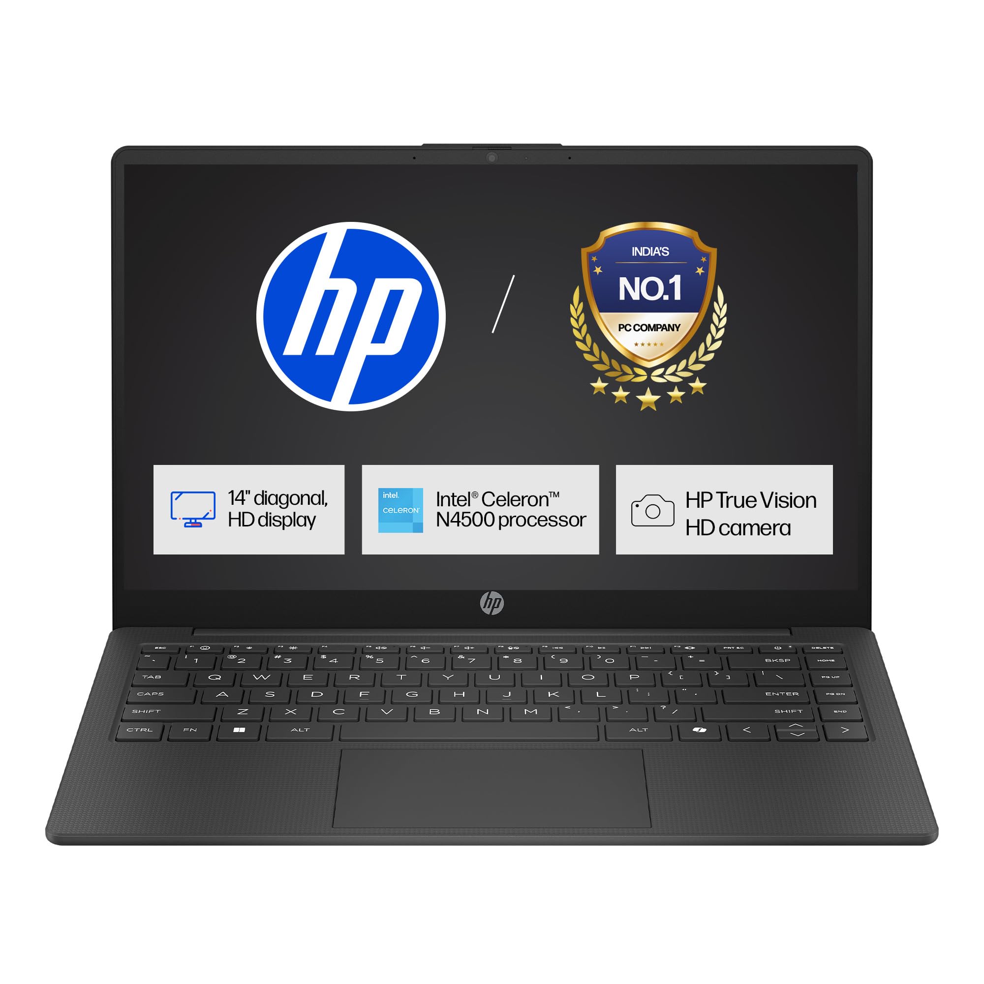 HP 14s, Intel Celeron N4500 Laptop (8GB DDR4,512GB SSD) Anti-Glare, Micro-Edge, 14/35.6cm, HD, Win11, M365 Basic(1yr),Office Home24, Black,1.46kg, HD Camera, UHD Graphics, dq3141TU