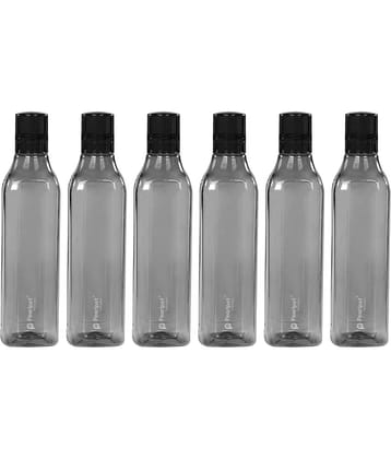 PearlPet Cubic-1000ml Grey Plastic Water Bottle 1000 mL ( Set of 6 )