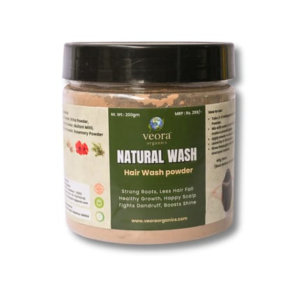 Veora Organics Herbal Hair Wash Powder | Natural Shampoo Powder with Amla, Reetha, Shikakai, Multani Mitti, Hibiscus & Rosemary | Chemical Free Hair Cleanser for Hair Growth, Dandruff Control & Scalp Care | 200g