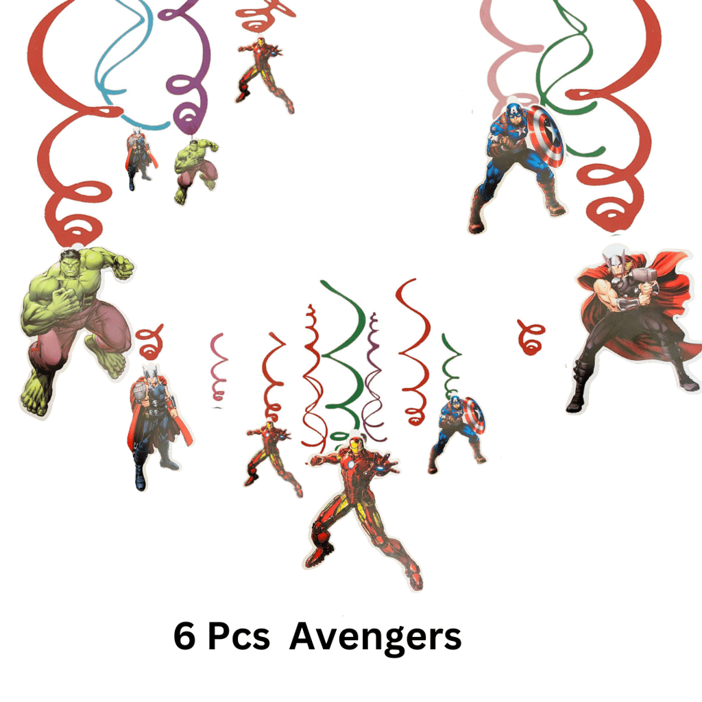 Avenger Hanging Swirl Decorations - 6PC - Measures 24inches - Ceiling Hanging Swirl - Party and Festive Needs | Buy online on ZillyBuy