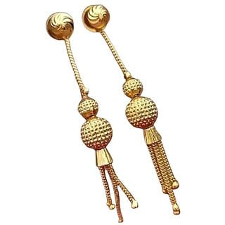 Golden Dangle Earrings for Women & Girls | Stylish Alloy Steel Drop Earrings | Lightweight Party & Casual Wear Jewelry | Trendy Fashion Earrings
