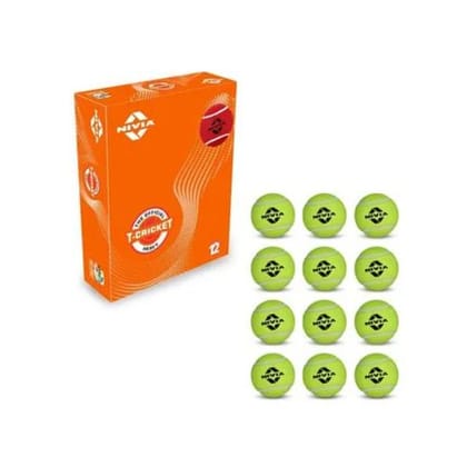 Nivia Light Weight Rubber Tennis Cricket Ball Pack of 12 Yellow