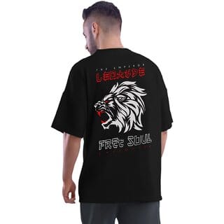 Leotude Men Black Printed Cotton Blend T-Shirt