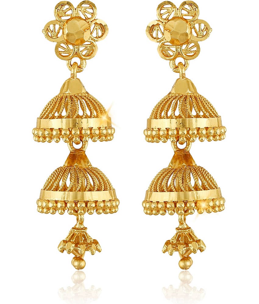 Vighnaharta - Golden Jhumki Earrings ( Pack of 1 )