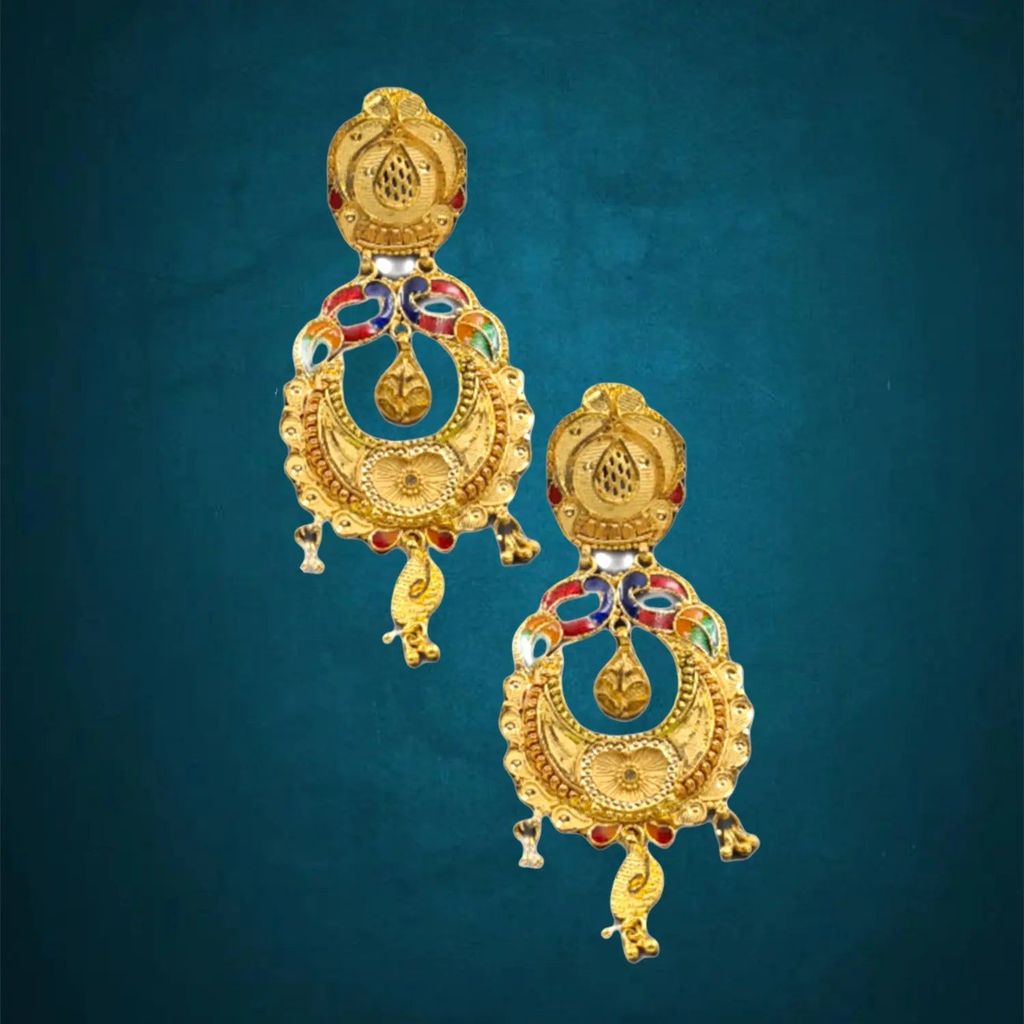 Elegant Gold-Plated Meenakari Earrings – Traditional Gift for Women