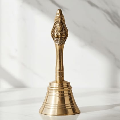 Brass Pooja Hand Bell, Garun Ghanti, Height : 4.1 Inch (FMAS676 B)