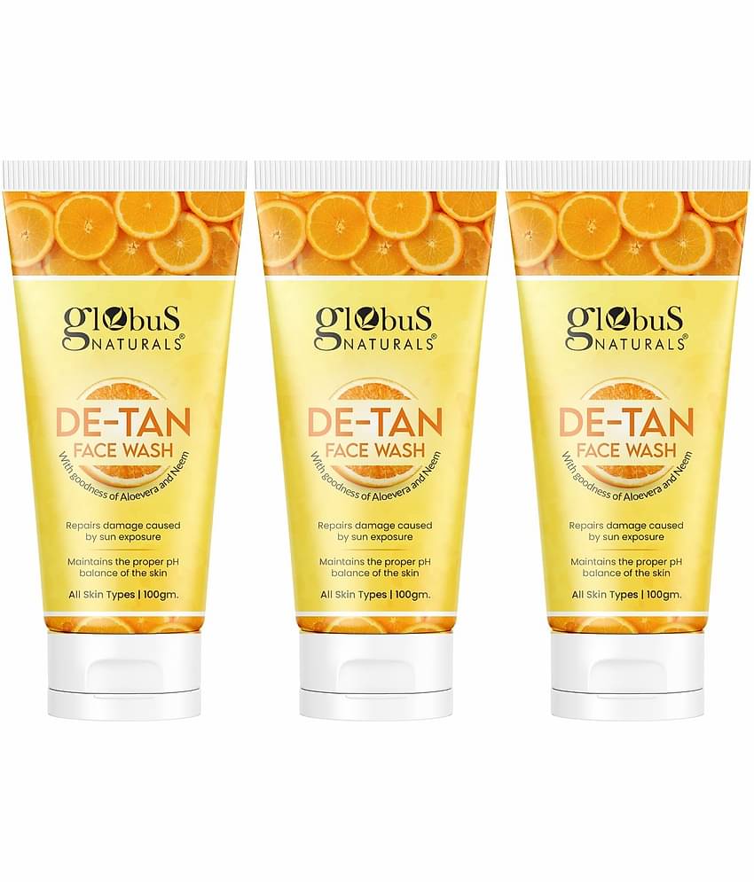 Globus Naturals DeTan Face Wash, 100 ml (Pack of 3)