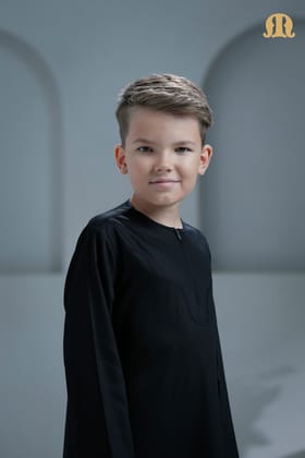 Kurvig Omani Black Boys Thobe-B1