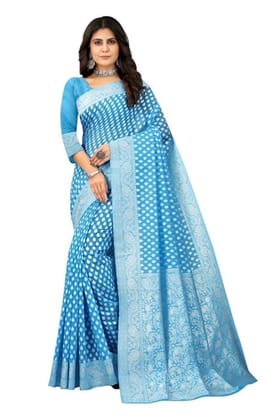 Women’s Designer Cotton Saree With Unstitched Blouse For Wedding, Festival And Family Function Or Special Occasion