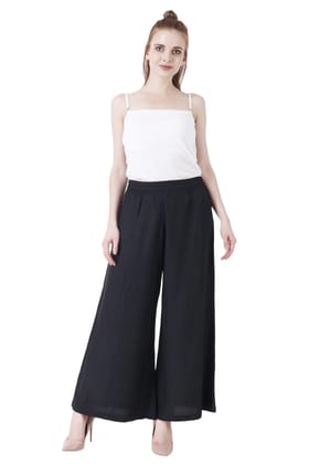 Solid Flared Palazzo-L / Black