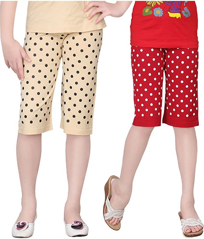 Sini Mini Pack of 2 Girls Cotton Capris ( Multicolor )