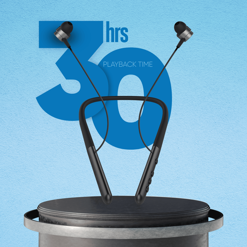 Cellecor BS-1 Wireless Bluetooth Earphone Neckband with 30 Hrs playtime Bluetooth-Black