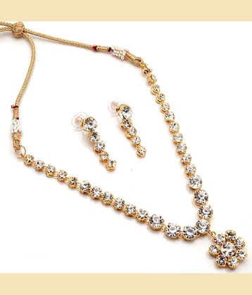 Jewar Mandi Red Brass Necklace Set ( Pack of 1 )