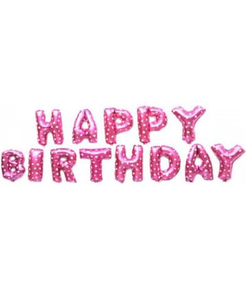 Happy Birthday Foil Balloon Banner 13 Alphabets Pink Color for Birthday Decoration