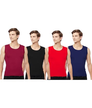 Drako Pack of 4 Cotton Basic Vest For Men ( Multicolor )