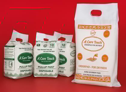 A Care Touch Disposable Pull-up Pants and Underpads Set, Super Absorbent with Leak-proof Barriers, 10 Count(Pack of 3 M-L Pull Up Pants & 1 underpad)