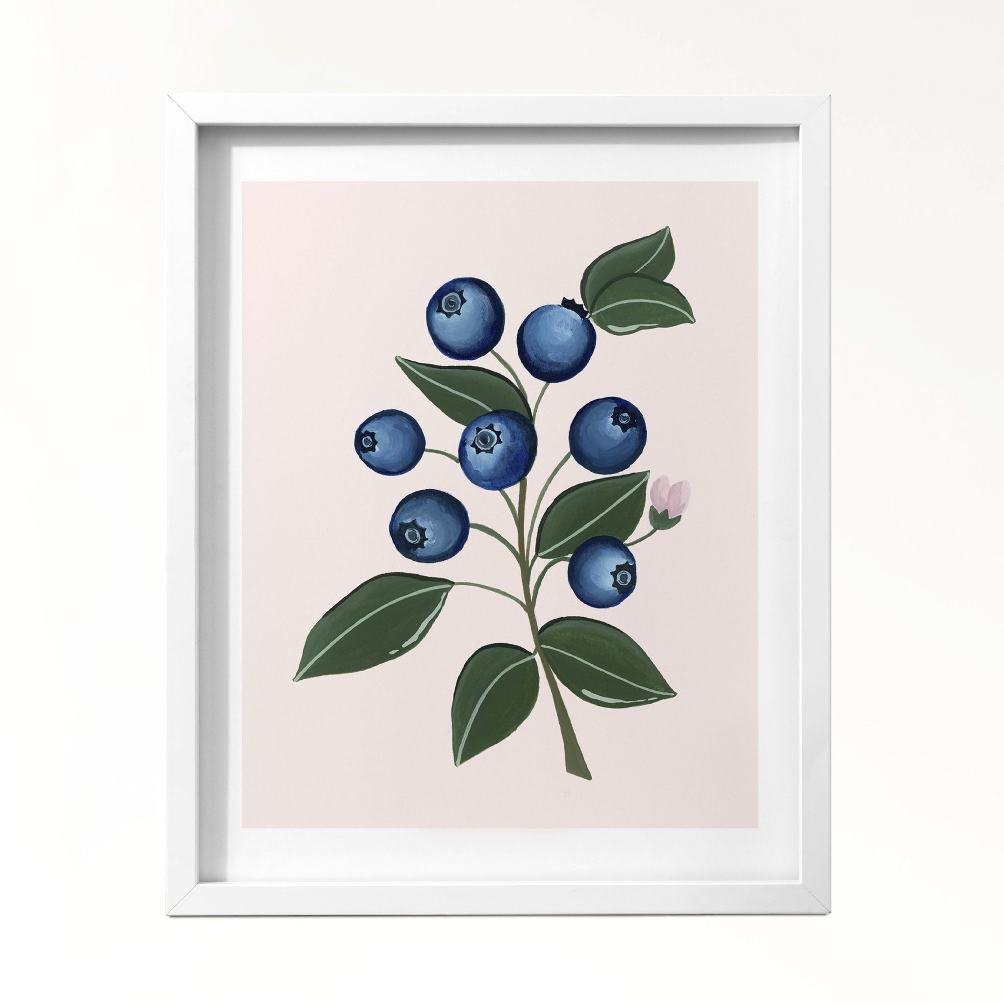 Blueberry Botanical Wall Art Frame-8x10 inches / White Frame