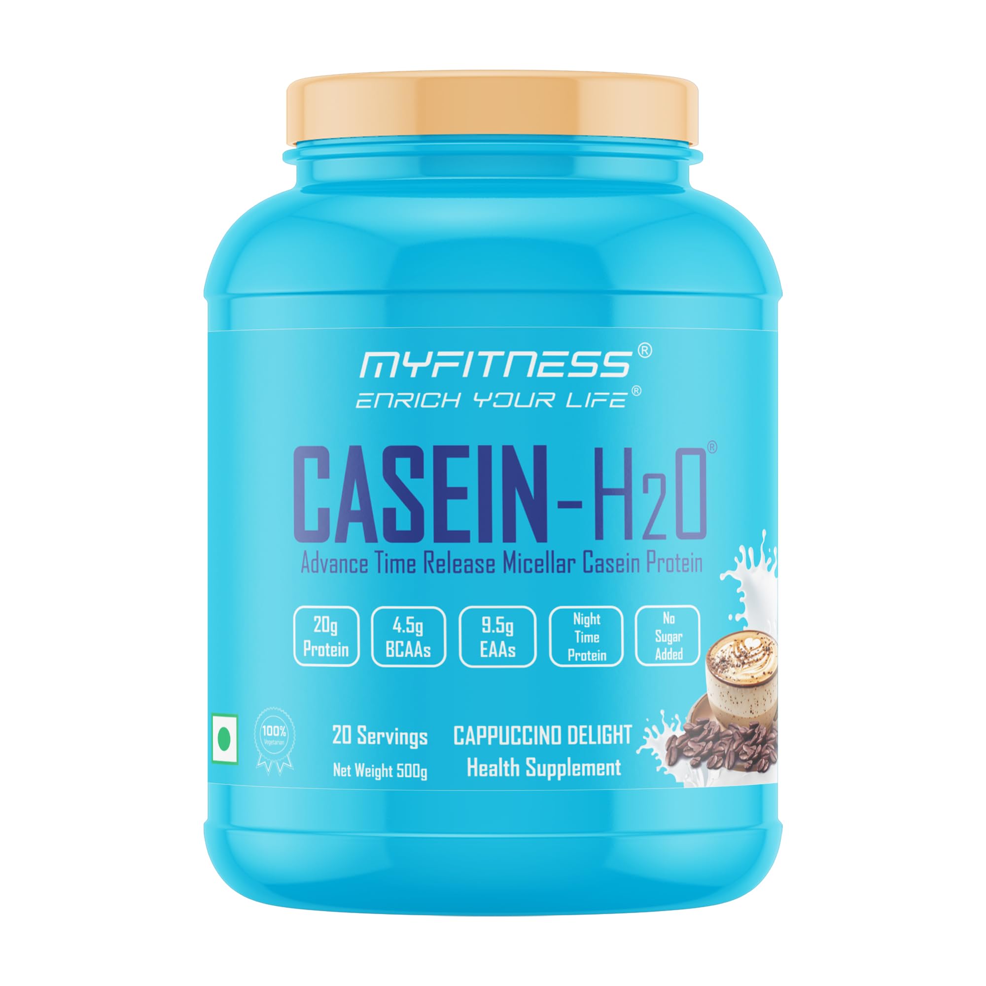 Myfitness Casein Protein Powder | Casein-H2O | 80% Protein Per Serving | 100% Micellar Casein Protein Supplement |