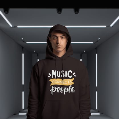 Music connect People Black Hoodie-L