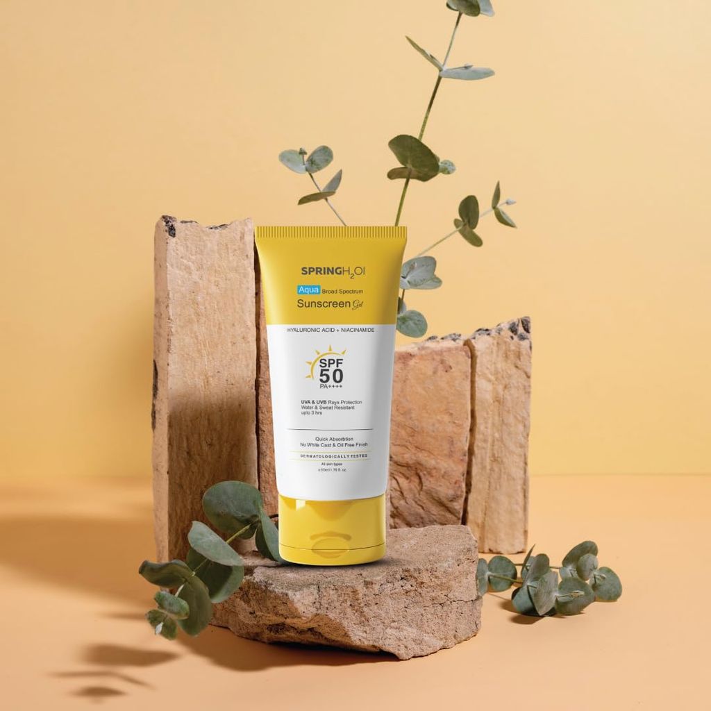 Spring H2O Aqua Sunscreen Gel, Spf 50 Pa+++,Hyaluronic Acid + Niacinamide, Uva & Uvb Protection, 50Ml