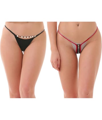 D Naked Pack of 2 Cotton Lycra Women's G-Strings ( Multi Color )
