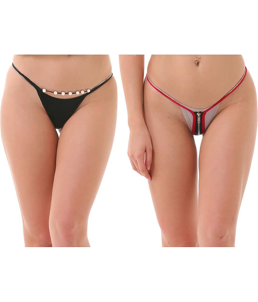 D Naked Pack of 2 Cotton Lycra Women's G-Strings ( Multi Color )