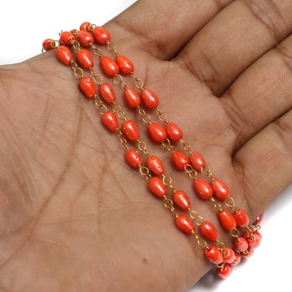 Glass Beaded Chain Orange-Orange / Glass