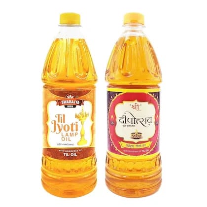 Swarajya India Pooja Oil Combo | Jasmine and Lavender Fragrance | Enriched with Sesame Oil | 900 ml Each (Pack of 2)