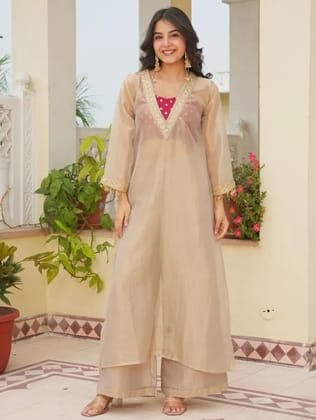 Emlers Golden Tissue Salsa Kurta's Set