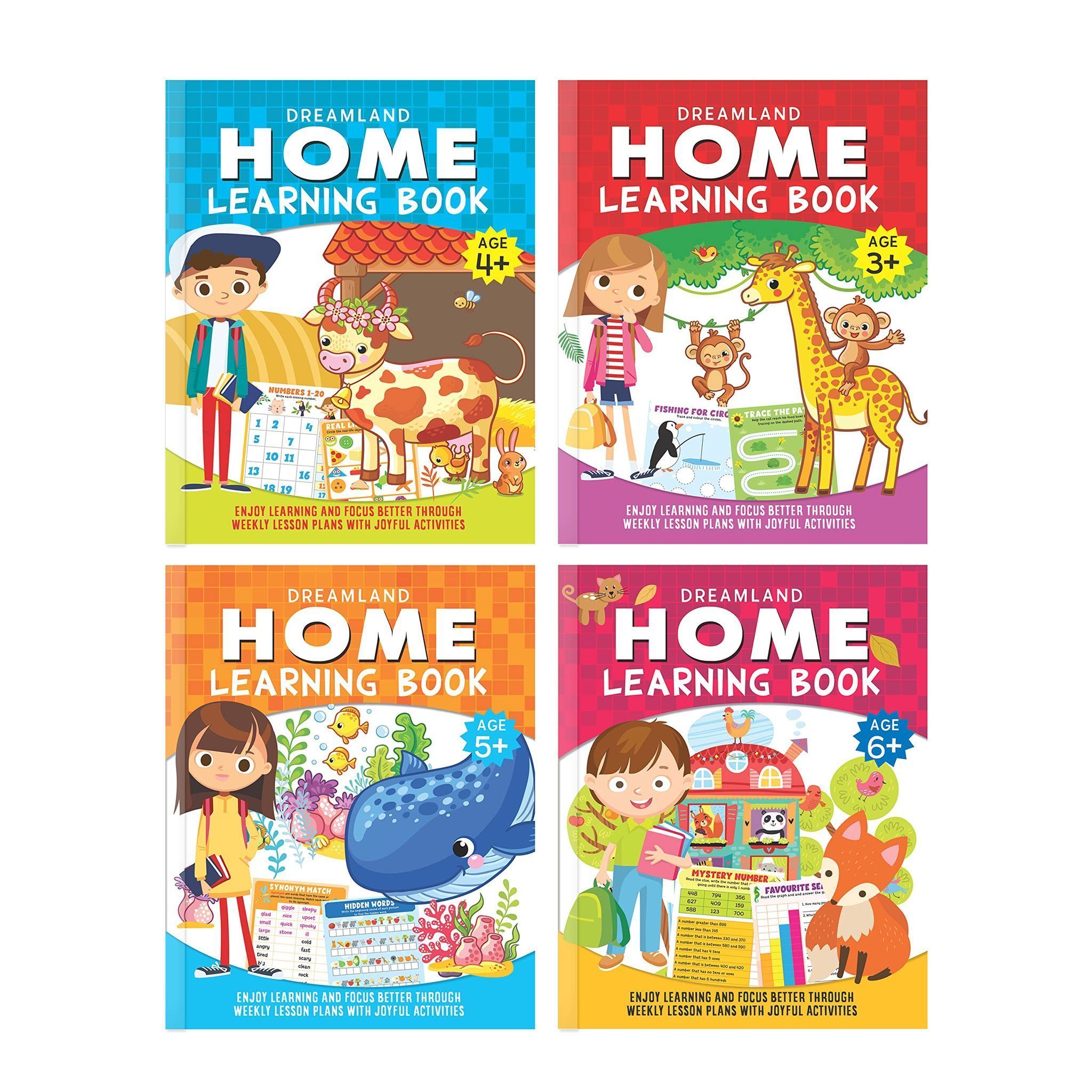 Home Learning Books Pack- A Set of 4 Books for Children Age 4 -7 Years | With Educative Activities [Paperback] Dreamland Publications