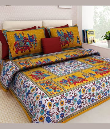 PETROSOLY Cotton 1 Double Bedsheet with 2 Pillow Covers ( White )
