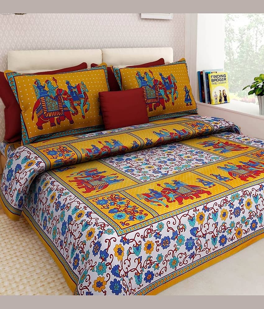 PETROSOLY Cotton 1 Double Bedsheet with 2 Pillow Covers ( White )