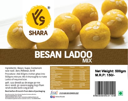Shara Besan Ladoo Mix (500g) | Traditional Roasted Gram Flour Mix | Ready to Make Sweet