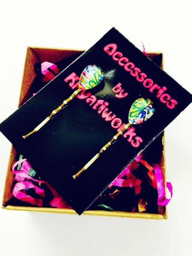 colored mor pankh drops hair pin