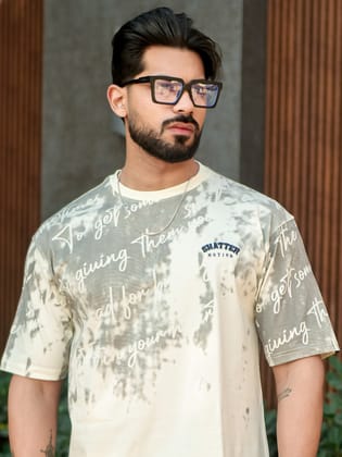 Shatter Embroidery Cream T-Shirt-S