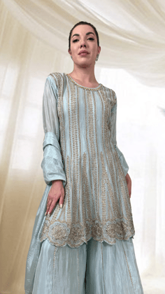Serenity Blue Sharara Set-XXS