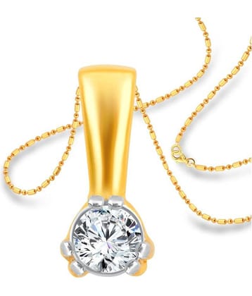 Vighnaharta Elegant Solitaire CZ Gold and Rhodium Plated Alloy Pendant with Chain for Women and Girls - [VFJ1227PG]