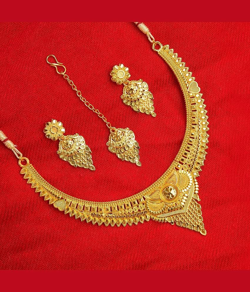 Lily Gold Brass Necklace Set ( Pack of 1 )