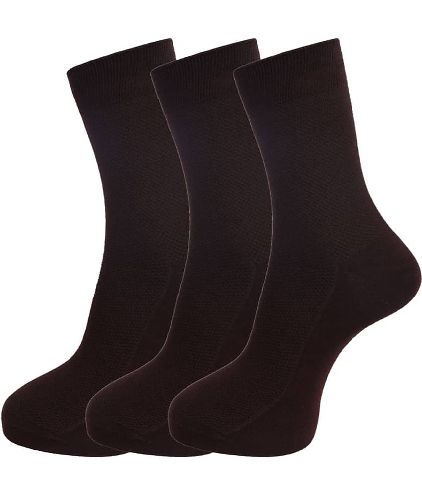 Dollar Socks Brown Casual Mid Length Socks Pack of 3