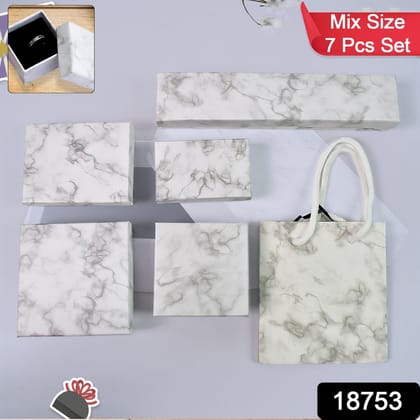 Cardboard Jewelry Boxes Gift Case Small Paper Jewelry Gift Boxes (7 Pcs Set / Mix Size)