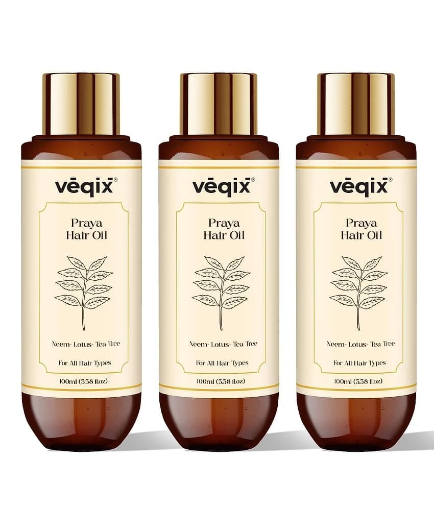 Veqix Praya for Hair fall Control & Growth, With Neem Lotus Tea Tree Hair Oil100ml (Pack Of 3)