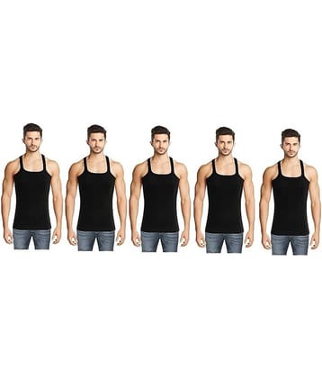 INNERO Pack of 5 Cotton Gym Vest For Men ( Black )