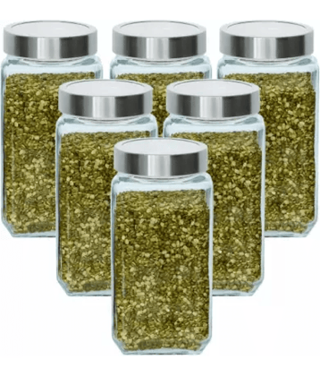 CROCO JAR Glass Silver Food Container ( Set of 6 )