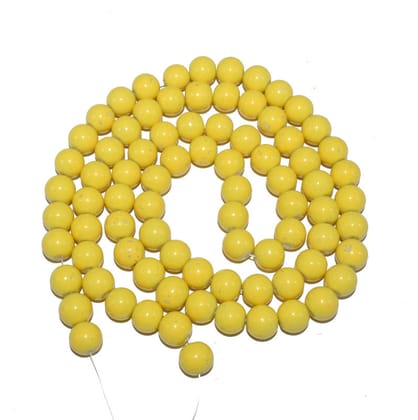 Yellow Round Painted Glass Beads For Jewelry Making , (10 MM) ,BWGB-221-1 String in 80 Pieces / 10 MM