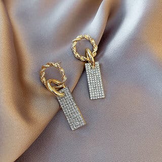 Circular Earring with Rectangular Hanging