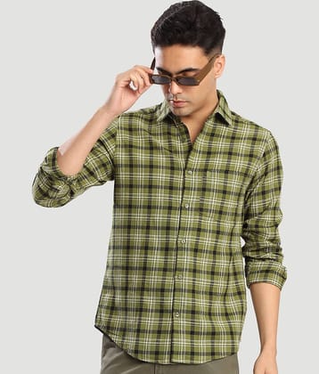 Bene Kleed 100% Cotton Regular Fit Checks Full Sleeves Men's Casual Shirt - Green ( Pack of 1 )