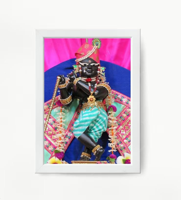 NOKKES Radha Raman Ji Vrindavan Radha Raman Thakur Ji White Photo Frames Religious Photo frame 5X7 Inch Photo Frame_QWW99